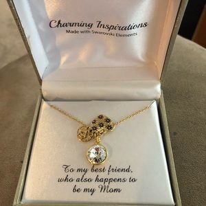 Beautiful Mom Charm Necklace Swarovski  Crystals.